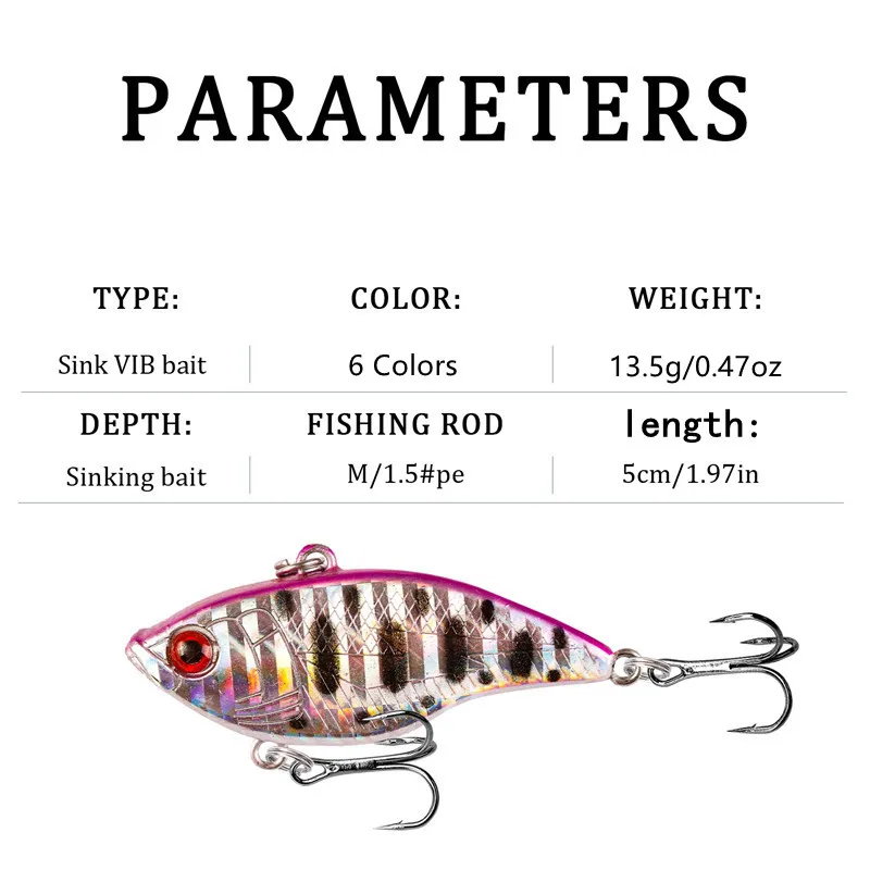Señuelos de Pesca de Mar de hielo, 1 piezas, VIB, 5cm/13,5g, Crankbait duro, Wobblers, cebo Artificial, Pesca de curricán, aparejos de Pesca japoneses - imagen 5