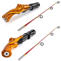 Caña de pescar en hielo Sougayilang, 2 secciones, cañas de hielo de fibra de carbono con dos puntas de caña eléctrica, arrastre máximo de 8Kg, pesca en el hielo