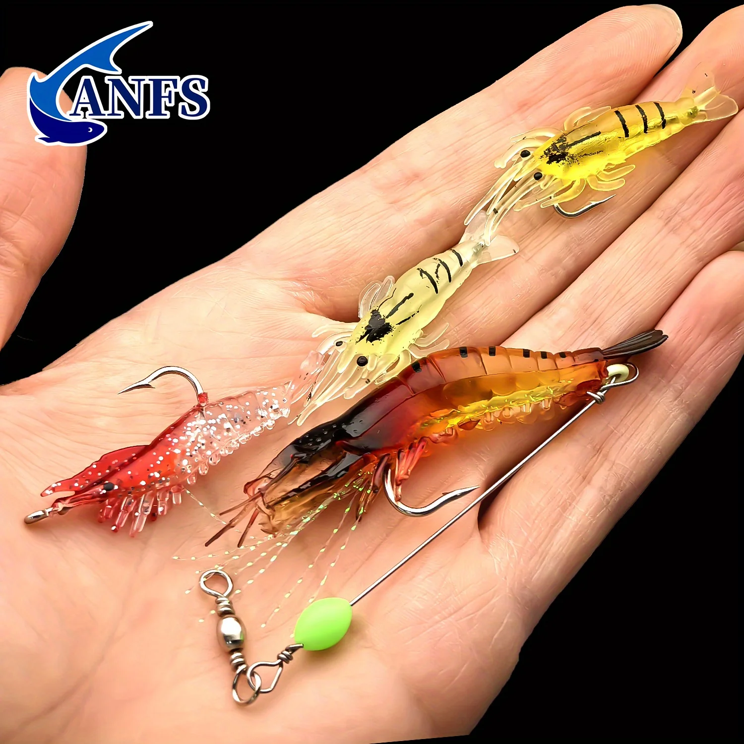 ANFS 17 piezas Kit de señuelos tipo camarón: diseño surtido de cebos artificiales realistas, ideal para agua dulce y salada - imagen 5