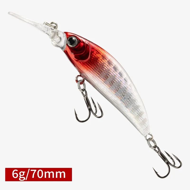 1 Uds 70mm 6g de profundidad hundimiento Minnow señuelo de pesca artificiales cebos duros Crankbait Wobblers trucha lubina señuelo - imagen 2