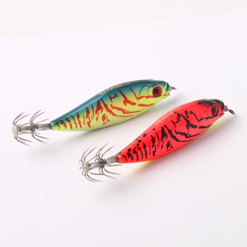 RUKE-señuelo de madera para pesca de camarones, anzuelos de calamar, 4/5, 5g, 50/55mm, revestimiento UV, pulpo, sepia, camarones, Jigging, 1 ud. - imagen 2