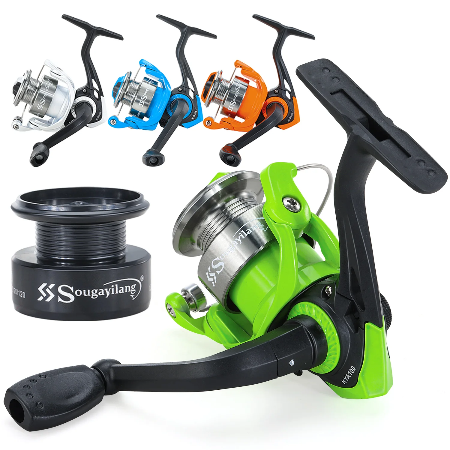Carrete giratorio Sougayilang KYA100 mango plegable Mini pesca 5,2: 1 relación de engranaje carrete de pesca lubina pesca de agua dulce - imagen 2