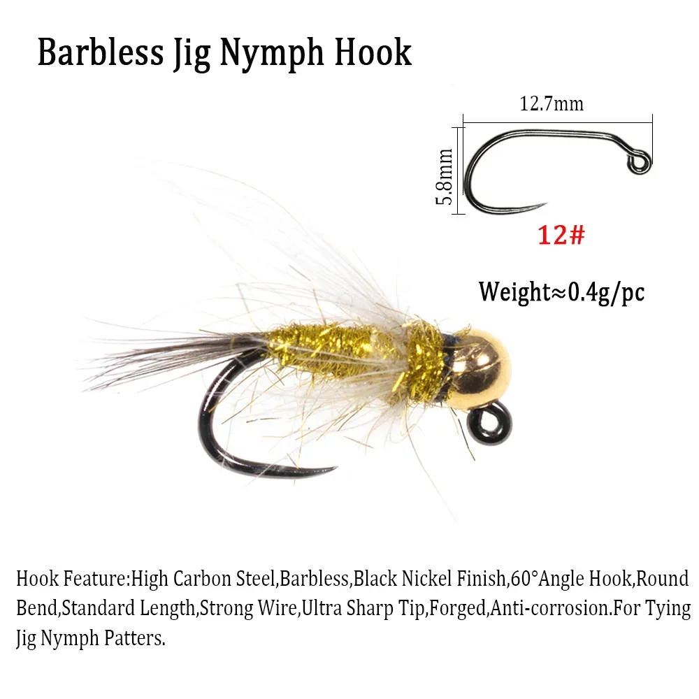 Wifreo-anzuelo de pesca con cuentas de tungsteno, 6 piezas, ninfa, Mosca, CDC, pesca, trucha, hundimiento rápido, cebos #12 - imagen 4