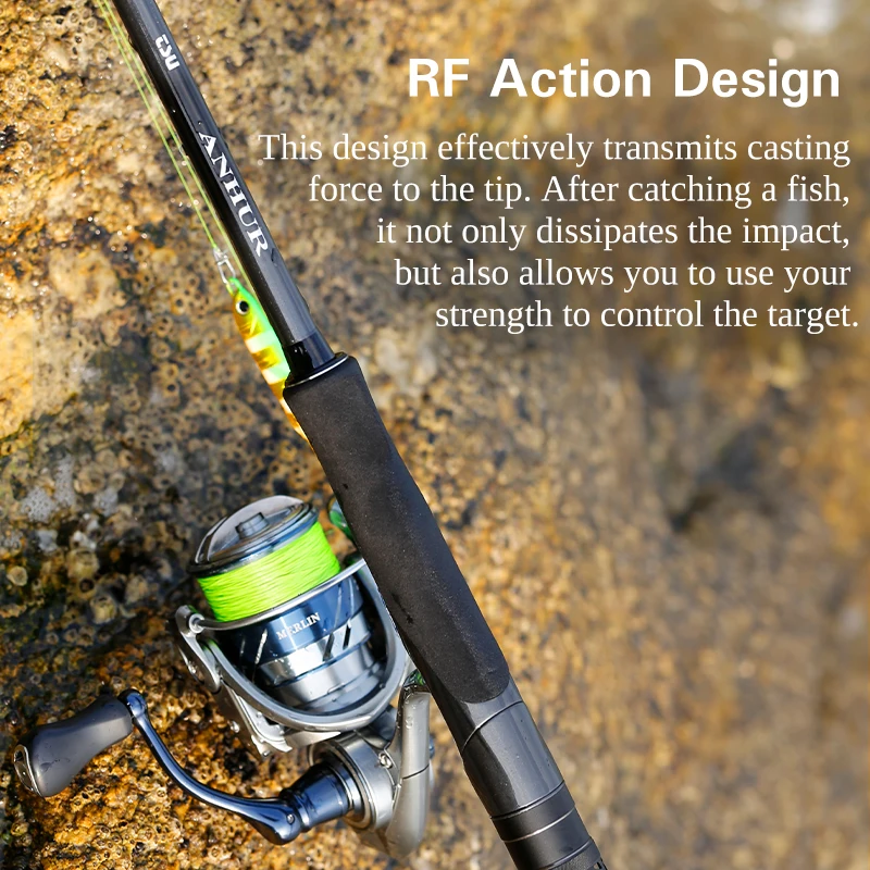 TSURINOYA caña giratoria costera ANHUR S802 S862 S902 S962 M MH 2 secciones caña de pescar de carbono RF Barabass de alta resistencia - imagen 3