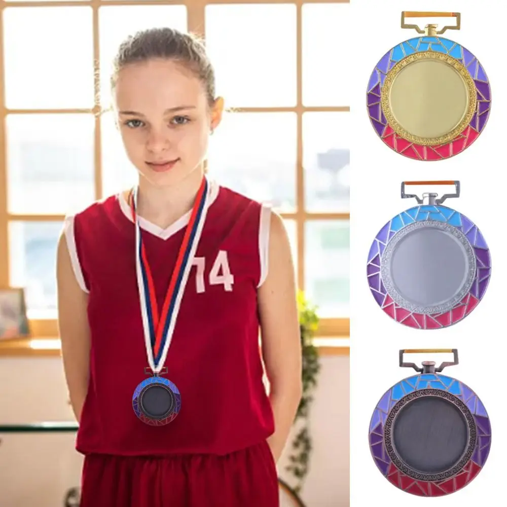 Cinta de color Medallas de metal graduales Oro Plata Bronce 6,5 cm Medallas para reuniones deportivas escolares Recuerdo Adorno universal para reuniones deportivas - imagen 4
