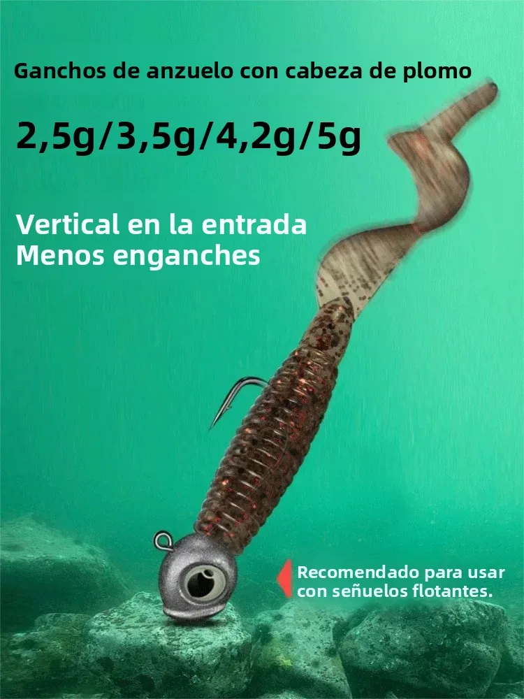 Niños 10 unids/pack 2,5g 3,5g 4,2g 5g cabeza de plomo anzuelos 3D ojos de pesca cebo Artificial luminiscente accesorios de pesca de carpa - imagen 4