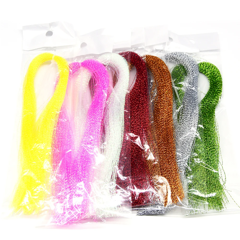 MNFT-anzuelo de pesca en espiral y recto, anzuelo de cristal trenzado, Flashabou holográfico, Flash de mosca de oropel para hacer señuelos, 11 paquetes - imagen 5