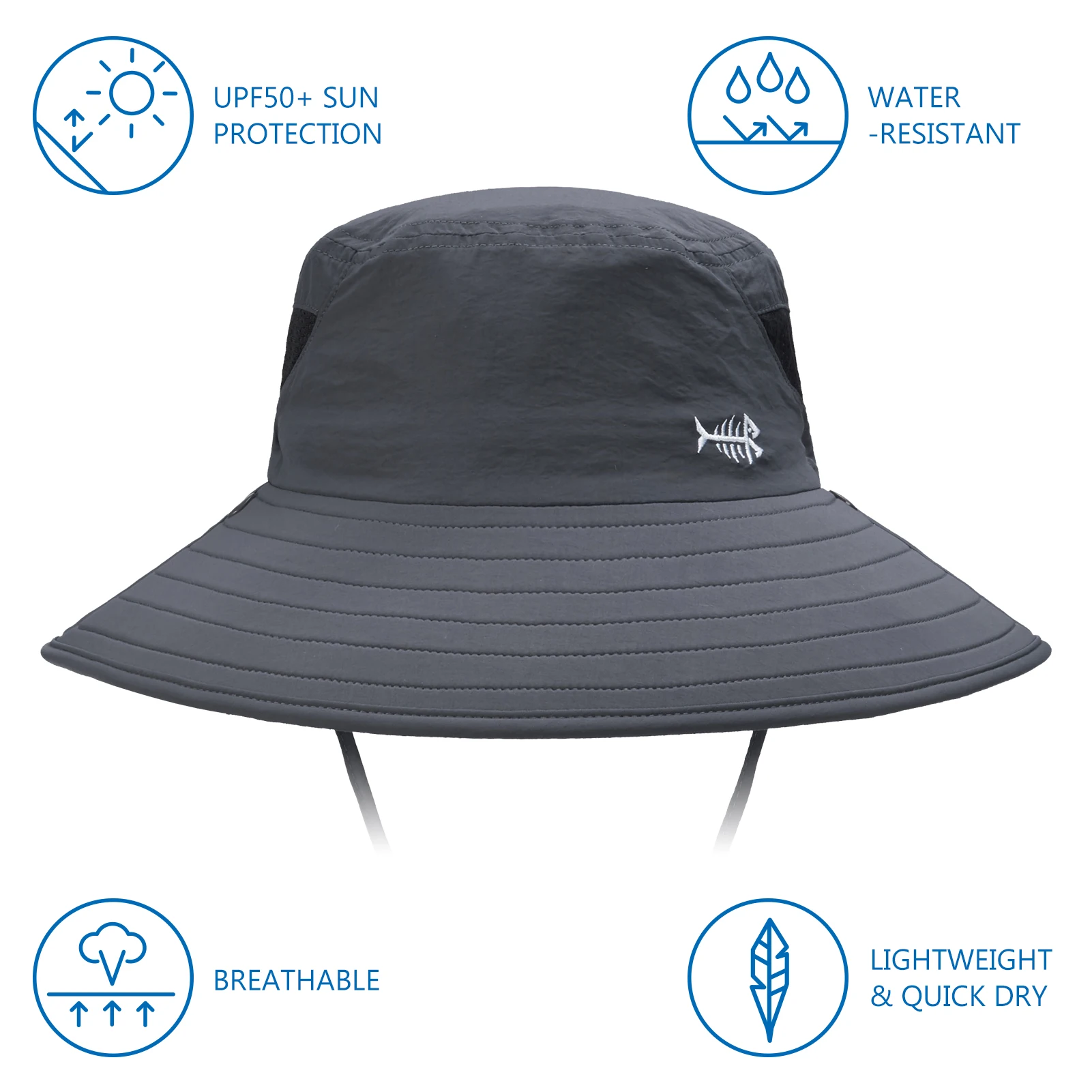 Bassdash UPF 50 + sombrero de sol transpirable con cubierta facial extraíble y solapa para el cuello, sombrero de cubo de ala ancha resistente al agua Unisex - imagen 3
