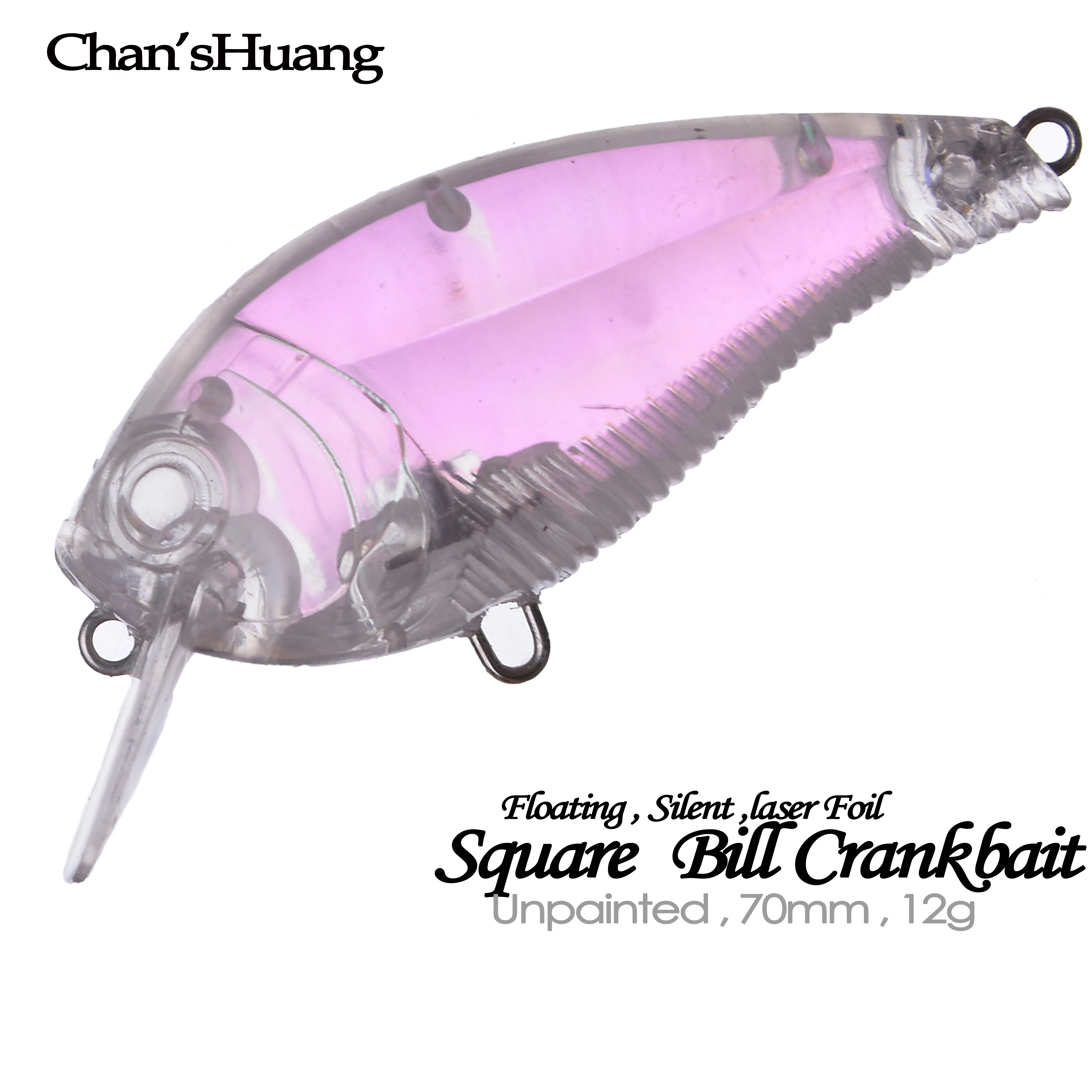 Chan'sHuang 20 piezas cebo en blanco sin pintar 70mm/12g láser silencioso Crankbait DIY Señuelos de pesca artificiales