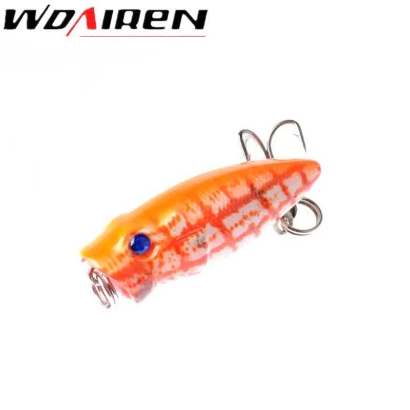 6 uds 3,5 cm/2,7g Señuelos de Pesca cebos de manivela Mini Popper Crankbait señuelo Artificial cebo con pluma realista señuelo falso Wobbler - imagen 3