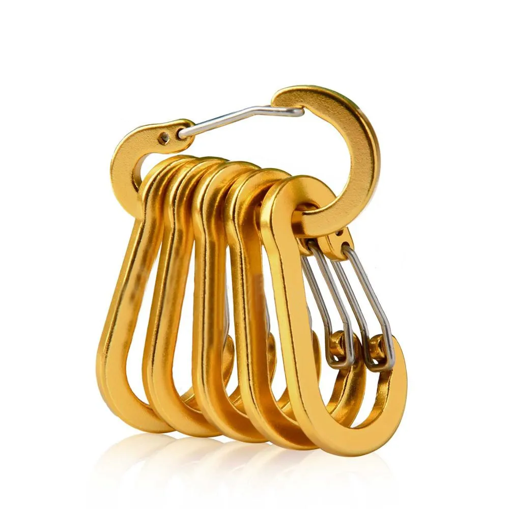 ALASICKA 6 uds pesca CC1 mosquetón pequeño de acero Clips para acampar al aire libre multiherramientas accesorios de pesca mosquetón con gancho de alambre de calabaza - imagen 5