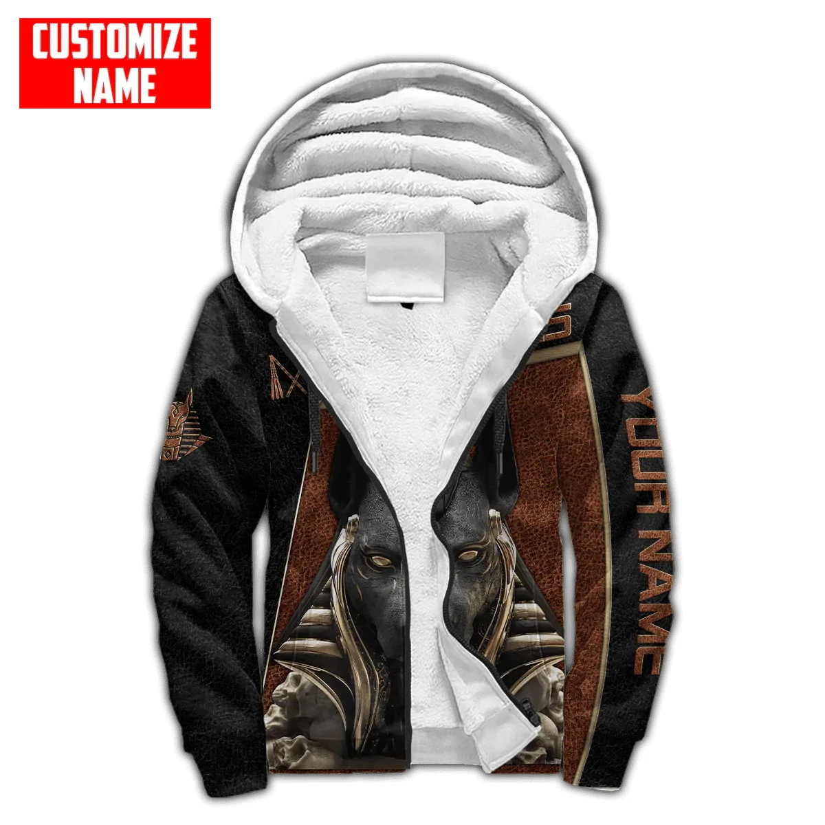 Sudadera con Capucha Antiguo Egipto 3D – Polar Cálido con Cremallera Masculina