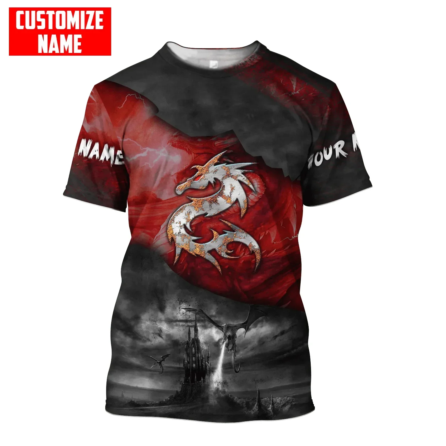 Camiseta de moda para hombre con estampado 3D de nombre personalizado con tatuaje de dragones azules, pantalón corto informal Unisex de verano TX296 - imagen 5