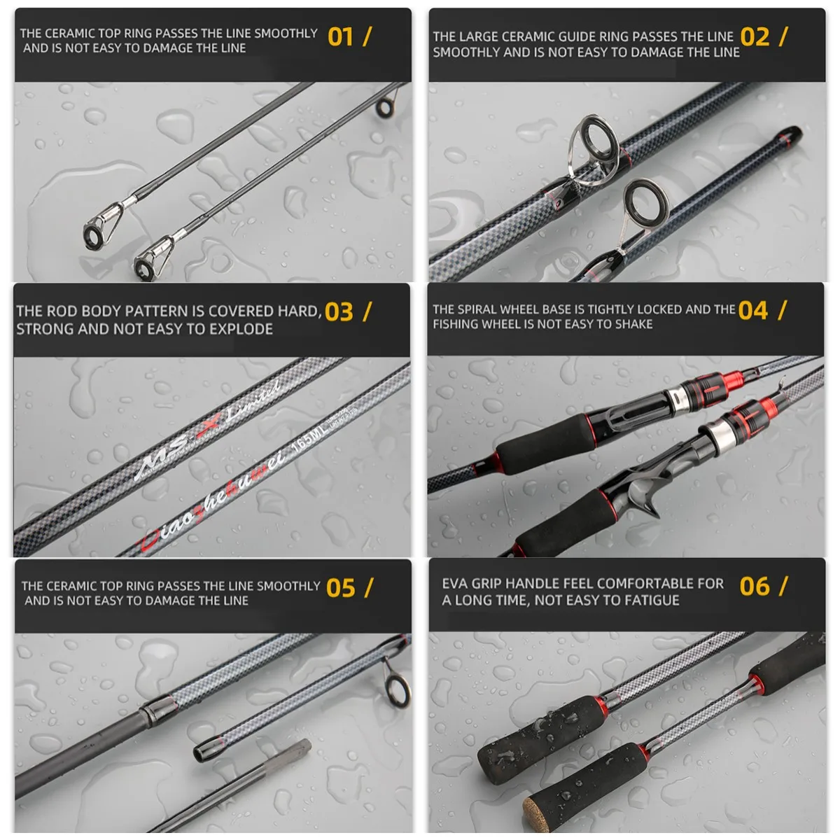 Caña de pescar dura y rápida, 1,65 m, 1,8 m, peso del señuelo, 5-25g, aparejos de pesca Jigging, potencia de acción ML, caña de fundición larga superior de 2,6mm - imagen 3