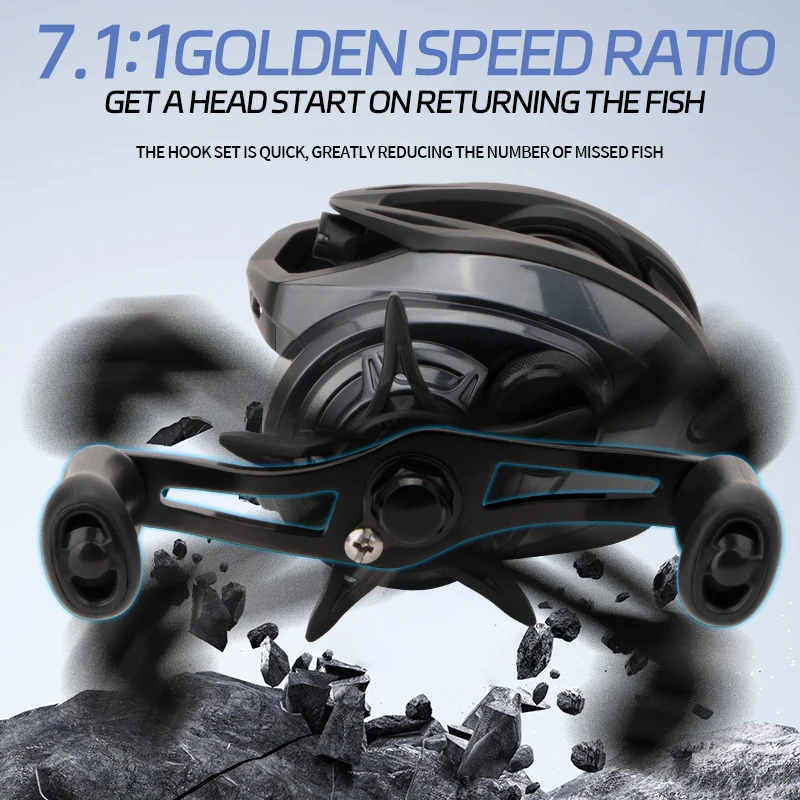 DEUKIO 2025 nuevas ruedas de pesca CC carretes de Baitcasting eléctricos de carpa 6 + 1BB 7,1: 1 relación de engranaje carretes de fundición de agua salada - imagen 5