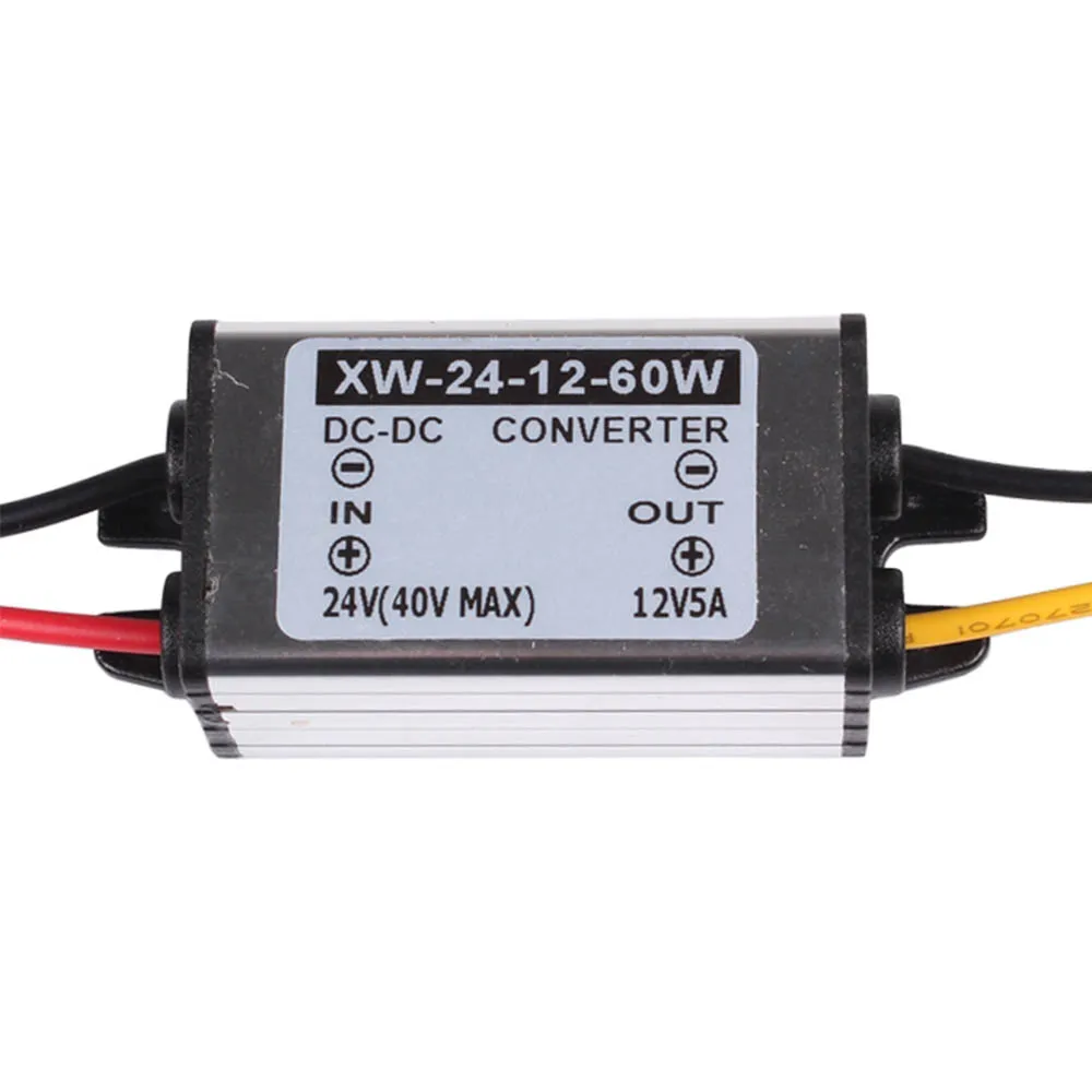 Módulo convertidor de potencia a prueba de agua para coche, adaptador de fuente de alimentación de 24 V a 12V, 5A, 60W, CC/CC, regulador a prueba de polvo y golpes