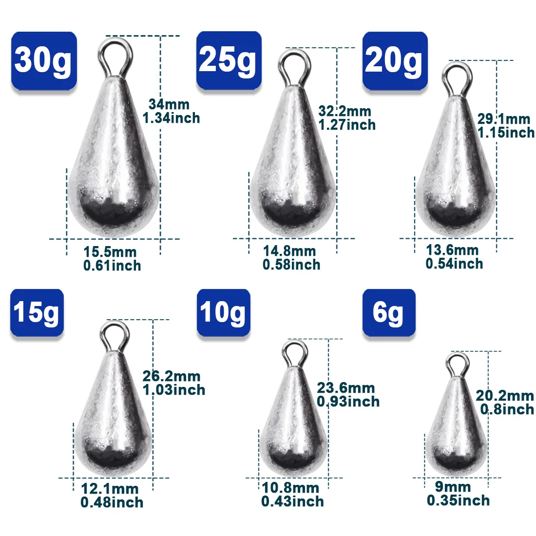 Plomos drop shot de plomo para pesca de lubina y bagre