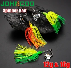Johncoo-señuelo de pesca con cebo giratorio, plantilla de hoja de 12g y 16g, falda de goma Artificial, bailarina Spinnerbait wobbler para Lucio