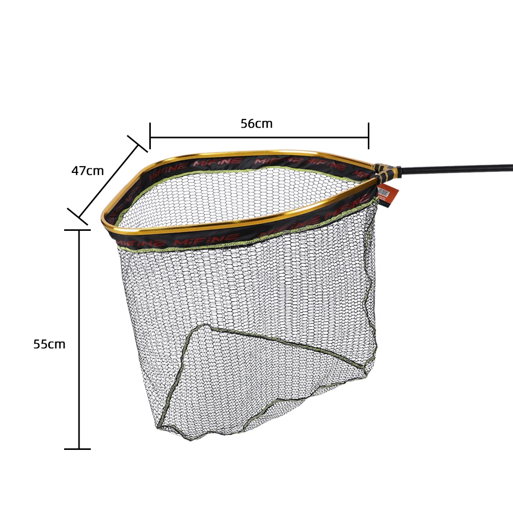 MIFINE Red de mano de aterrizaje de peces, Red de recubrimiento de pegamento, varilla telescópica con marco de aleación de aluminio, accesorios de Camping de pesca, 56CM - imagen 5