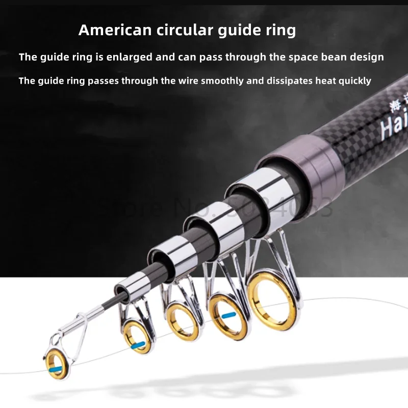 Caña de pescar giratoria portátil, telescópica, para viaje, mar, barco, roca, carpa súper dura, 2,4 m, 2,7 m, 3,6 m, 3,9 m, 4,5 m, nueva - imagen 3