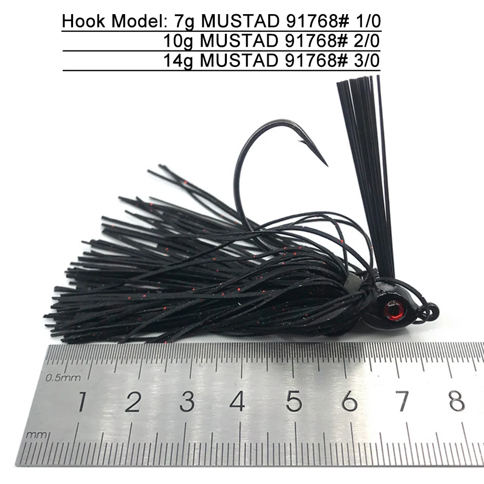 Señuelo giratorio Jig Bait 7g 10g 14g falda barba Señuelos de Pesca Plantilla de goma Buzzbait Swim Jig Head para Bass Pike Wobbler anzuelos de pesca - imagen 5