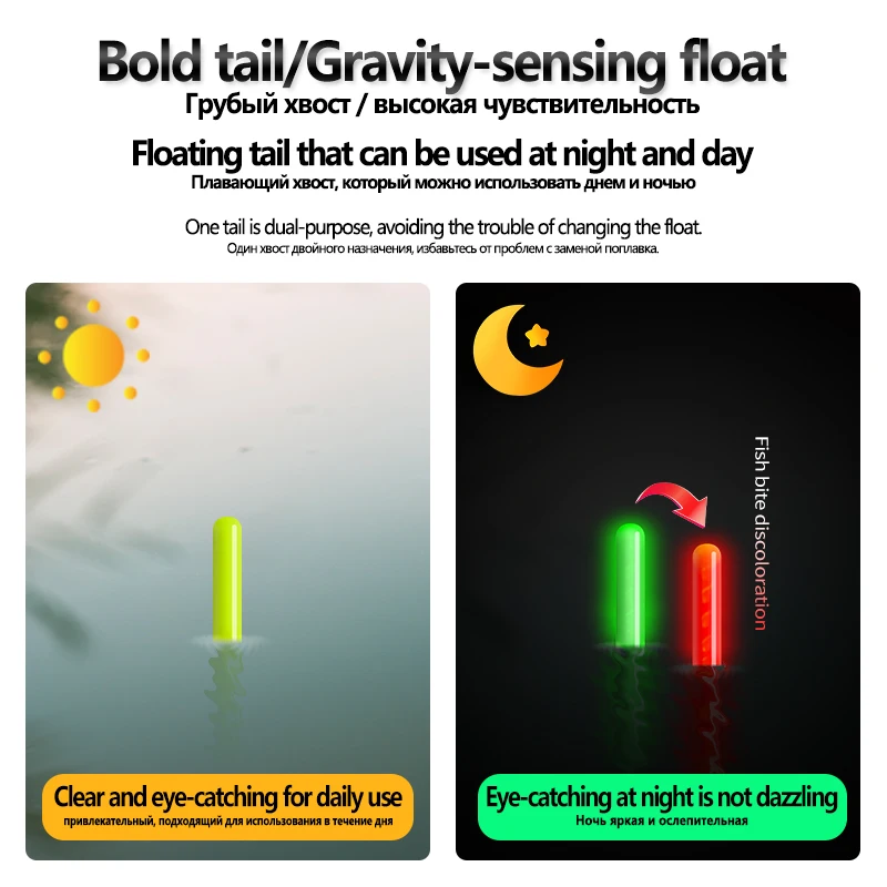 1 pieza de flotador luminoso con Sensor de gravedad que cambia de Color + 1 CR425 + 1 tubo flotante + 1 ganchos para bolsa + 1 flotador de apoyo eléctrico Nano boya - imagen 4