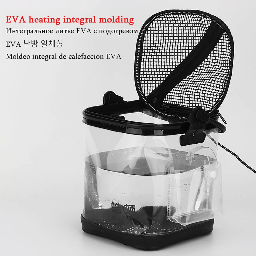 Caja de cubo de pesca plegable EVA para peces vivos, bomba de oxígeno, contenedor de almacenamiento grueso portátil, bolsa de transporte, cuerda de mango suave al aire libre - imagen 3