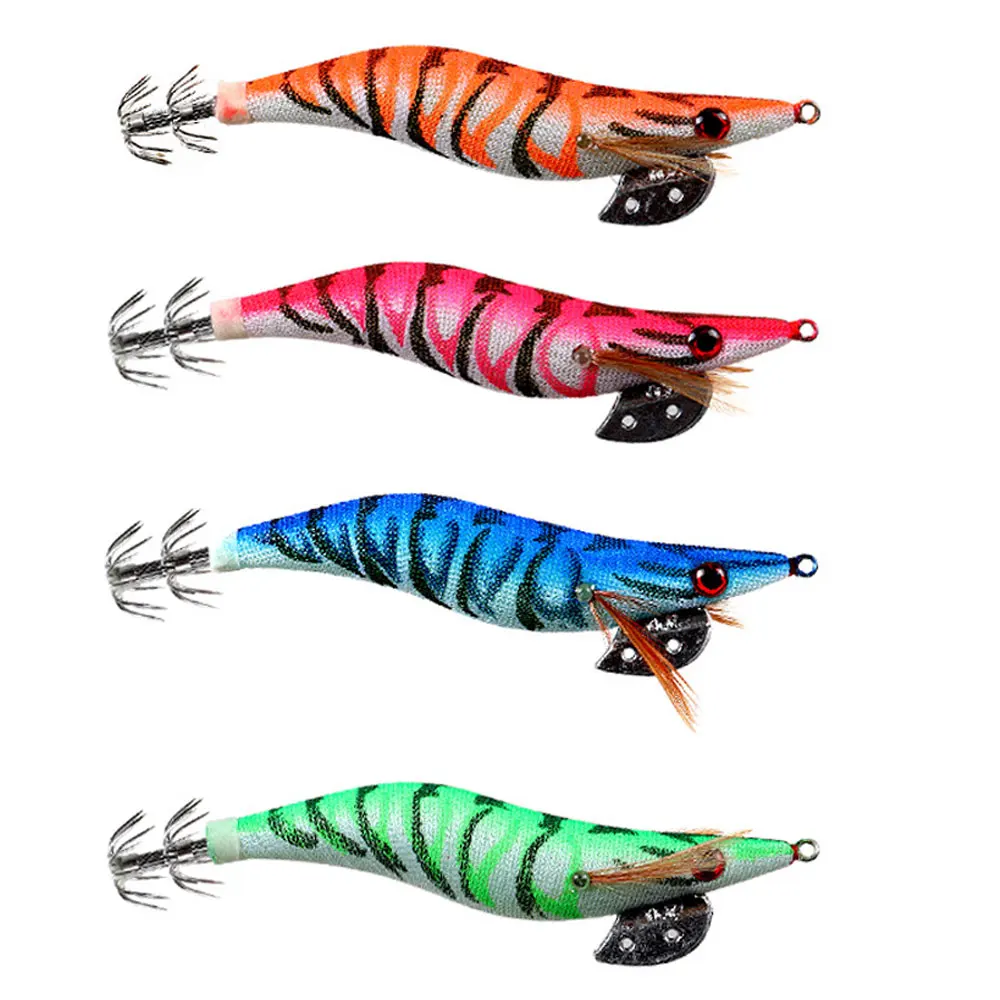 AS 4 Uds cebo duro brillo camarones gancho coronas calamar Jigs 2,0 # 2.5 # 3.0 # 3.5 # Juego de señuelos de pesca en el mar, sepia artificial, pulpo - imagen 5