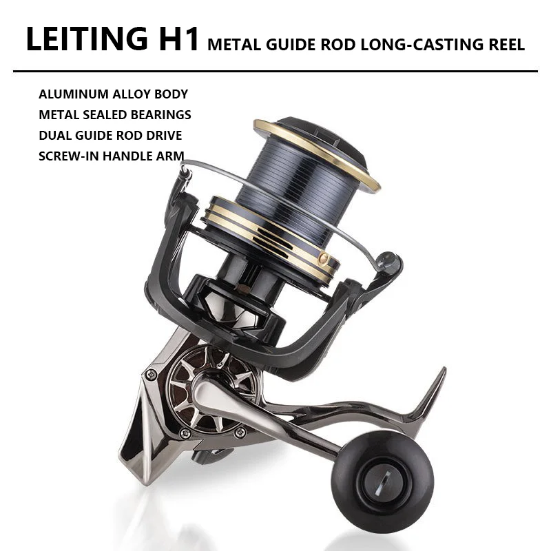 Carrete giratorio de Surf de fundición larga de Metal Mavllos H1, arrastre de 15KG, relación 4:1:1, protección contra la corrosión, carrete de pesca para barco de agua salada - imagen 5