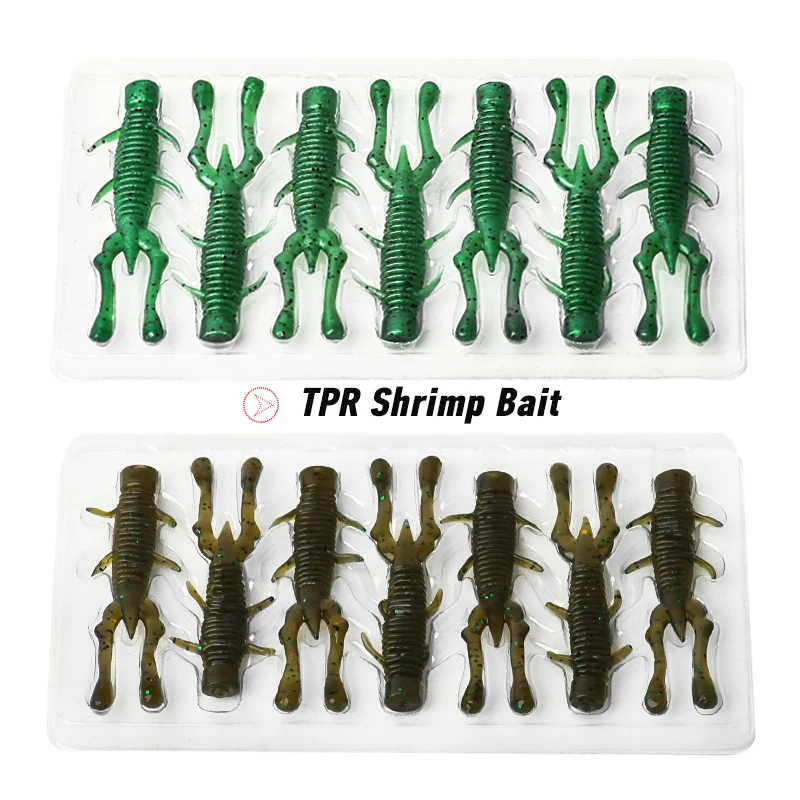 ARDEA-señuelo de pesca suave de silicona, cebo giratorio TPR de 57mm/7 piezas, gusano de Camarón, Crayfish Wobbler, Twin Tails, aparejos biónicos flotantes - imagen 4