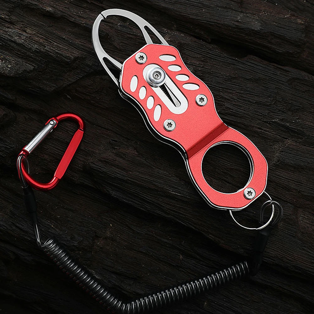 Agarre de pescado, bloqueo portátil, aparejos de pesca, herramienta de Clip de labio, pinza plegable de aleación de aluminio, cuerda de retención de peso ultraligera para exteriores - imagen 3