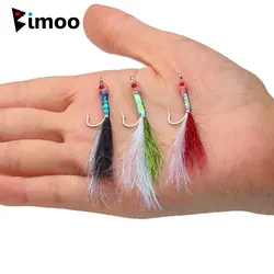 Bimoo 8/9 piezas # 4 # 6 ojos de pez epoxi 3D, serpentina de pececillo, moscas de pesca de agua dulce y salada, trucha, lubina, Señuelos de Pesca