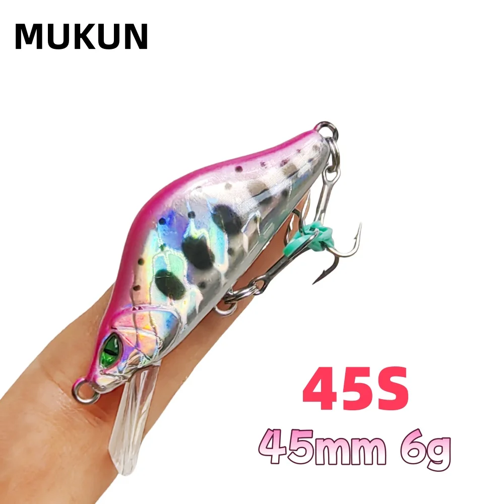 MUKUN cebos duros Minnow Bass 6G 45MM señuelo de pesca señuelos duros cebo de pesca Artificial pesca Wobbler Mini