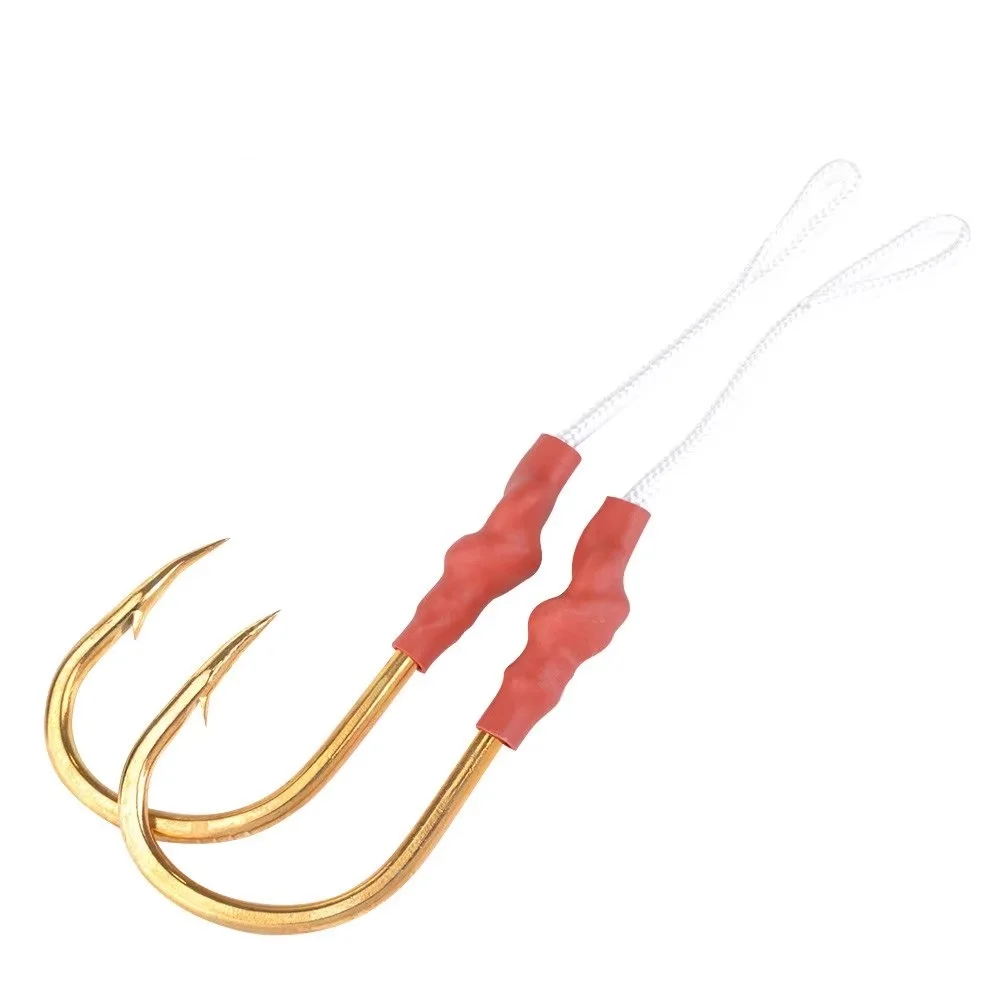 NGB 2 uds anzuelo de pesca de mar de acero rico en carbono ayuda 5/0-12/0 #   Ganchos de asistencia con plantilla de púas con accesorios de cuerda trenzada - imagen 3