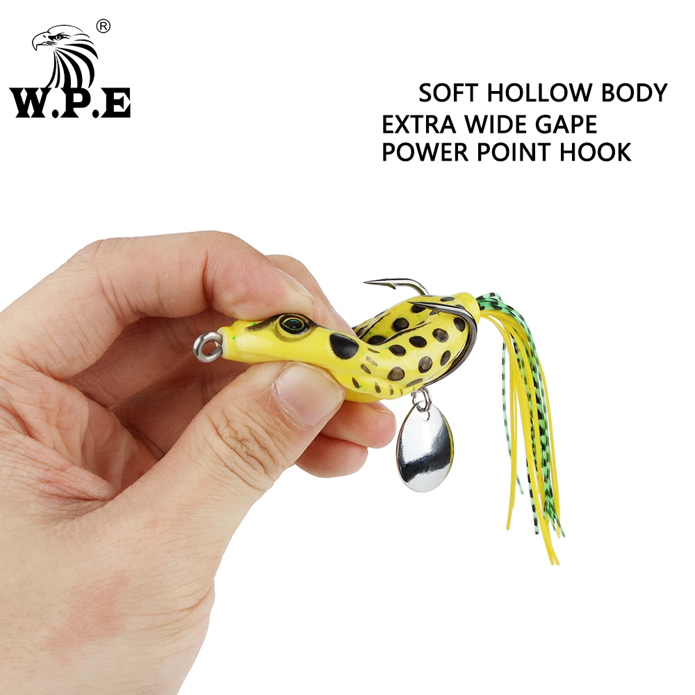 W.P.E-señuelo de rana de 1 piezas, cebo suave Topwater de 6cm y 15g, aparejos de pesca de silicona de goma, cuerpo hueco, pez gato, Lucio, cabeza de serpiente - imagen 3