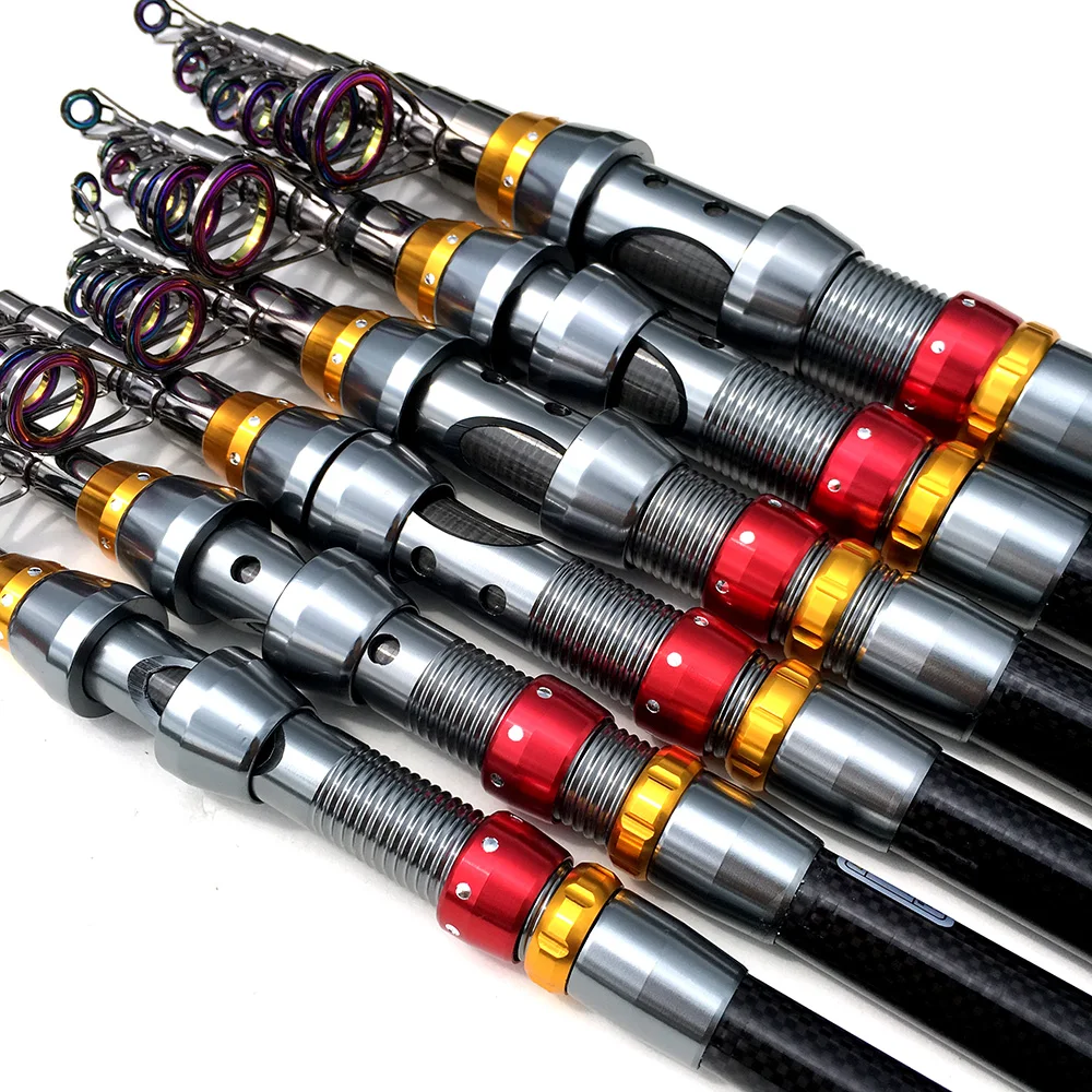 Caña de pescar giratoria telescópica de fibra de carbono, asiento de carrete metálico de acción rápida, para carpa dura, 1,8 M, 2,1 M, 2,4 M, 2,7 M, 3,0 M, 3,6 M - imagen 3