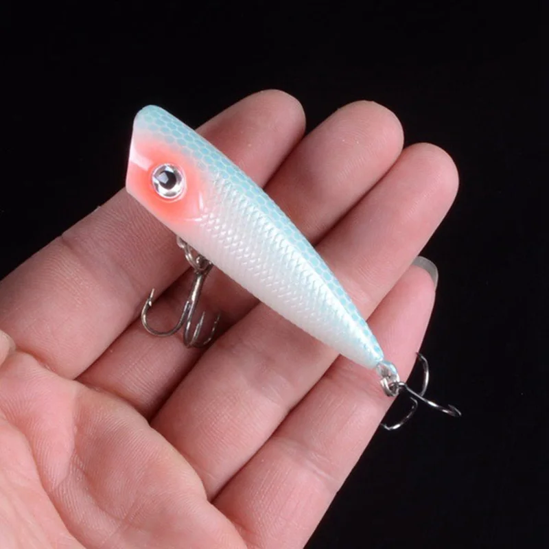 Señuelo de pesca Popper, 6cm/6,5g, cebo duro Artificial Topwater Bass, trucha, Lucio, Wobbler, aparejos de pesca con 2 anzuelos triples, 1 ud.