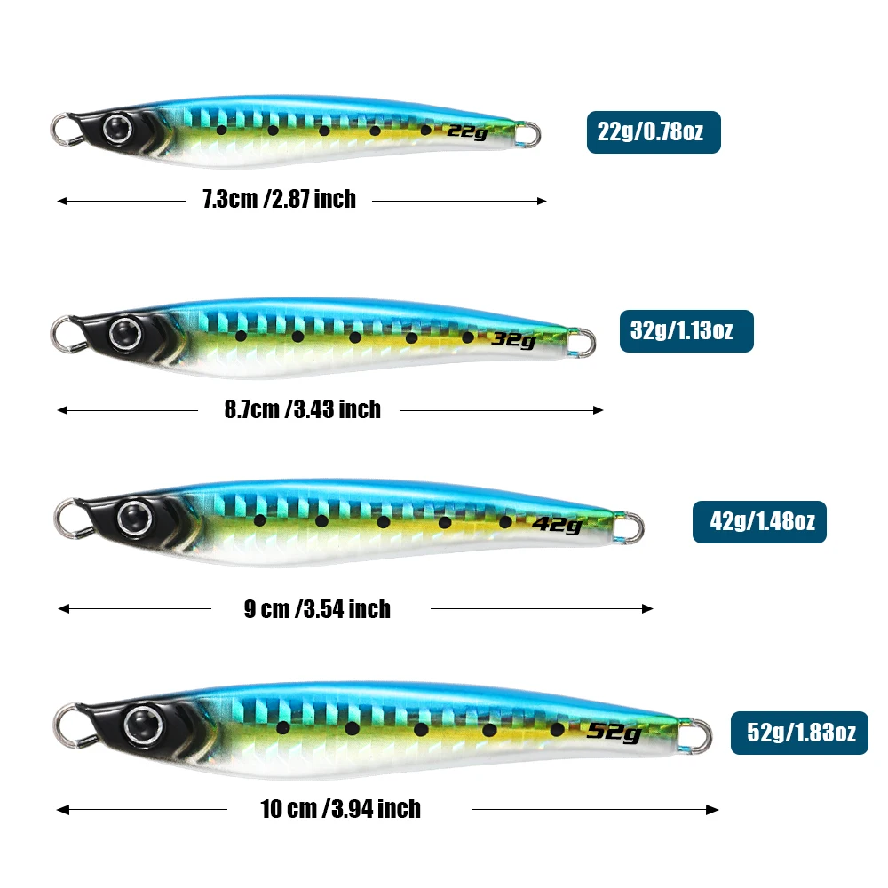 JIGGING PRO 22g 32g 42g 52g JUGULO plantillas de hundimiento rápido plantilla de Metal de fundición larga señuelo de Jigging de orilla cebo de pesca de agua salada - imagen 2