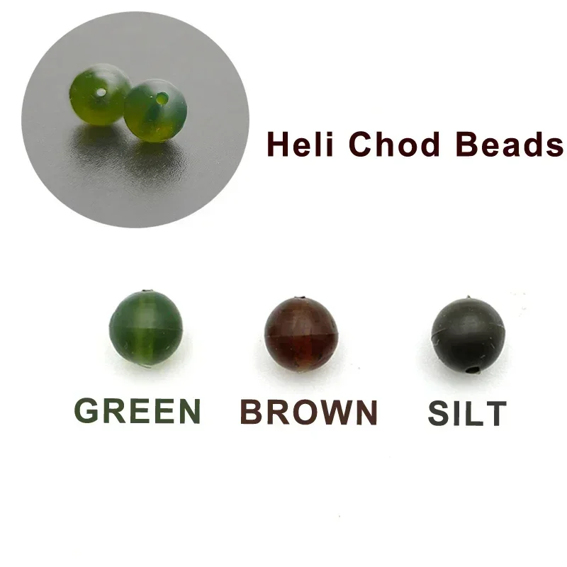 50 Uds. Cuentas de pesca de carpa Heli Chod verde/marrón/Limo para Leadcore líder helicóptero Chod aparejos de pelo aparejos terminales de pesca de carpa - imagen 4
