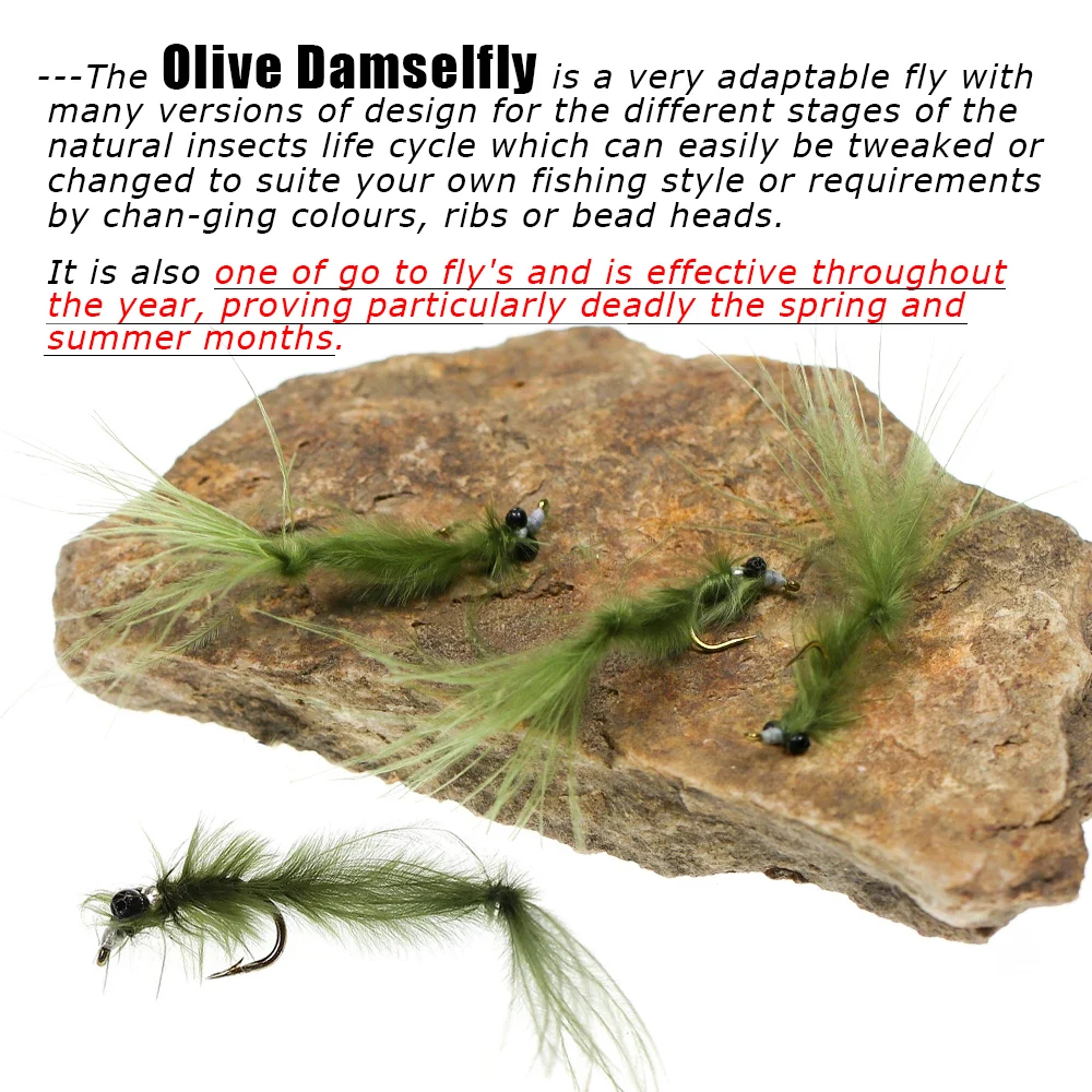 Wifreo-señuelo de pesca con mosca húmeda, 6 piezas, #12, marabú, Damselfly, ninfas, trucha, arcoíris, marrón, gris, trucha, SwimBait - imagen 5