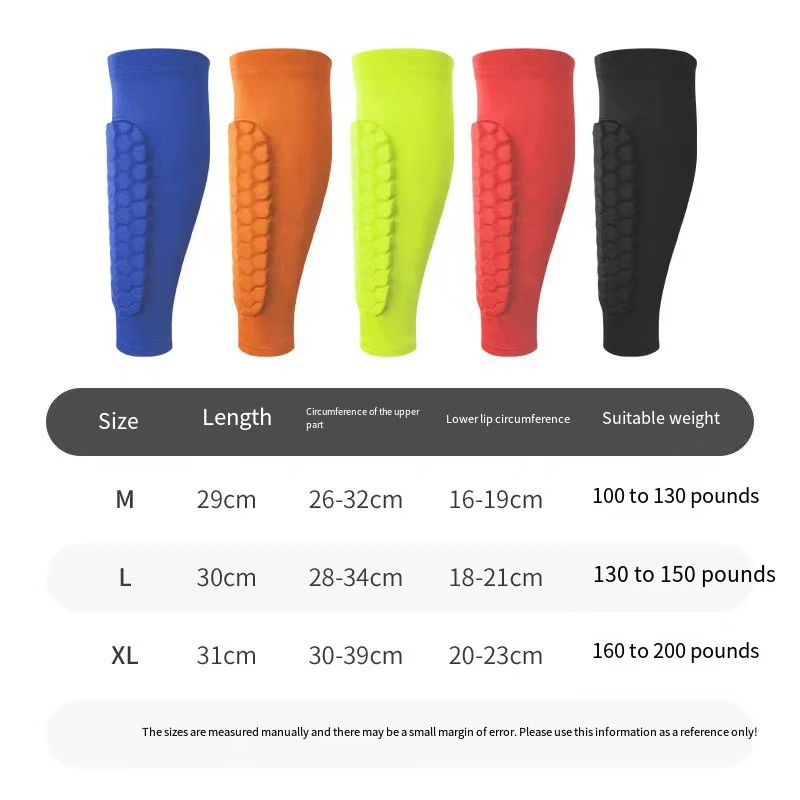 1 par de espinilleras de fútbol, mangas con espuma, manga de compresión de pantorrilla, almohadillas de panal, mallas deportivas y equipo de fútbol - imagen 3