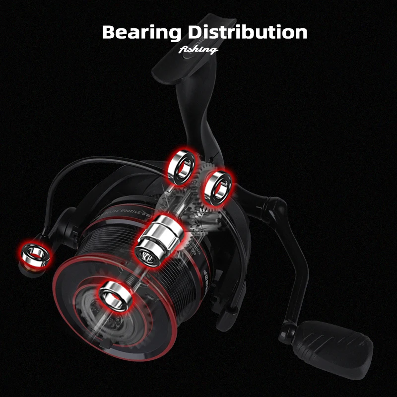 MIFINE KUDO-carrete giratorio de Metal para pesca, accesorio de arrastre máximo de 10kg, poco profundo/PROFUNDO, 4,7: 1, 6 + 1BB, de paso lento, rueda de agua salada - imagen 5