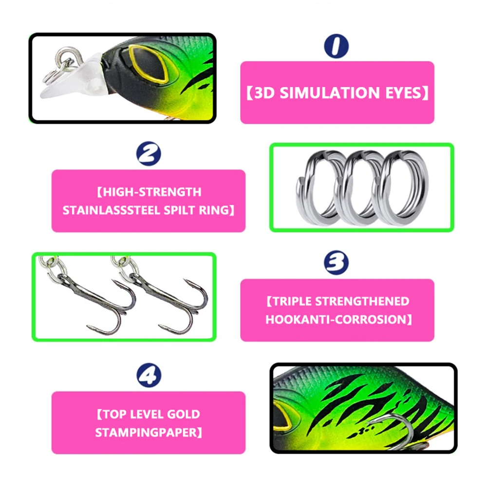 Señuelos de pesca de 3,2 cm y 3,5g que se hunden, Micro pececillo Wobbler, cebo duro Artificial, Jerkbait, accesorios de pesca, Mini Stream Bass MN604 - imagen 5