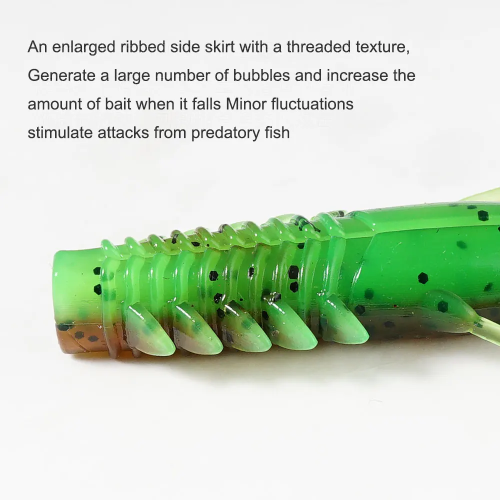 SUNMILESUNMILE 8 Uds 75mm2.95 pulgadas cebos para orugas camarones flotantes Softbait señuelo suave Wobbler cebos para lubina Pesca Artificial - imagen 3