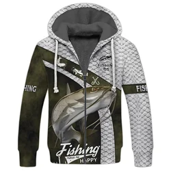 Pesca de bagre/Pesca de Marlín, Sudadera con capucha de lana con estampado 3D de moda para hombre, chaqueta con cremallera cálida y gruesa informal para invierno, JH13