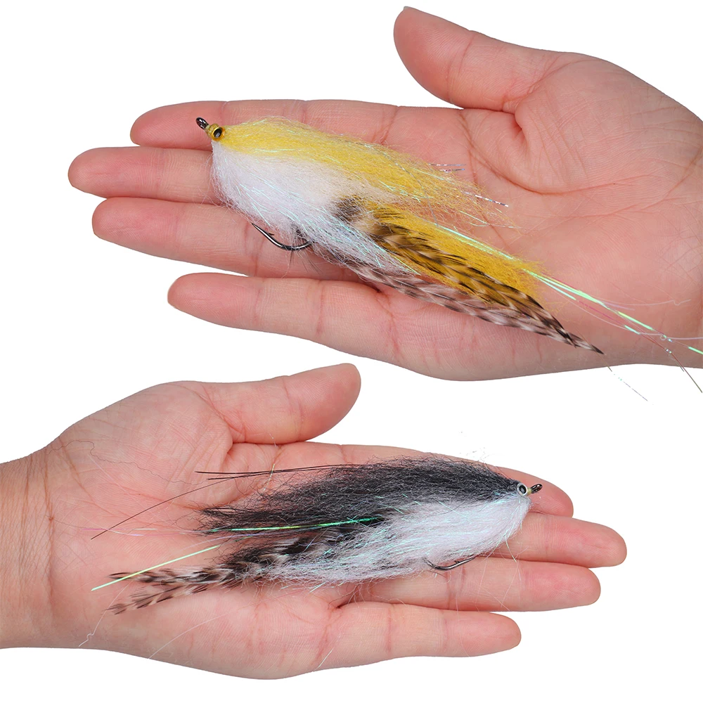 ICERIO 1/0 - 4/0 pesca con mosca Streamer moscas EP fibra sedosa vástago largo ganchos finos Flasher señuelo para mosca cebo para trucha lubina - imagen 5