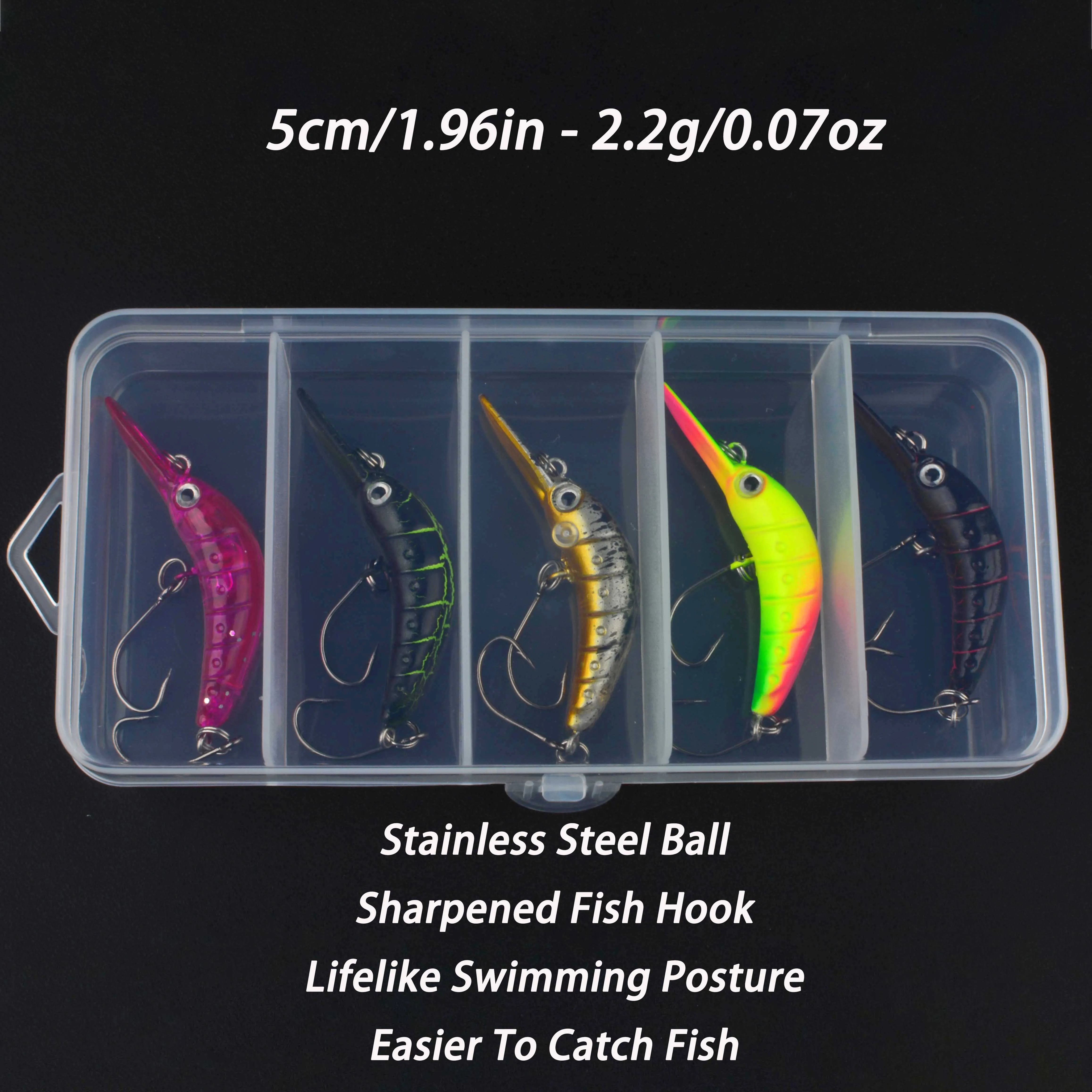 5 unids/caja juego de señuelos de pesca de trucha cebo duro Mini Minnow Swing Crankbait Wobblers señuelos de manivela biónicos artificiales - imagen 2