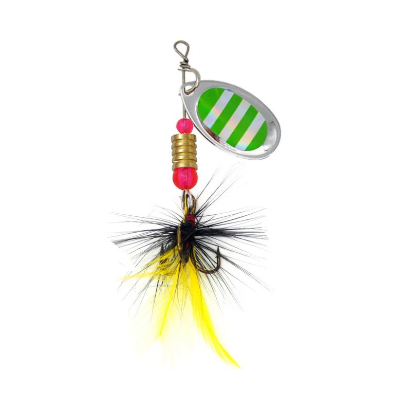 Señuelo Spinner con plumas – Cuchara metálica giratoria para pesca - imagen 5