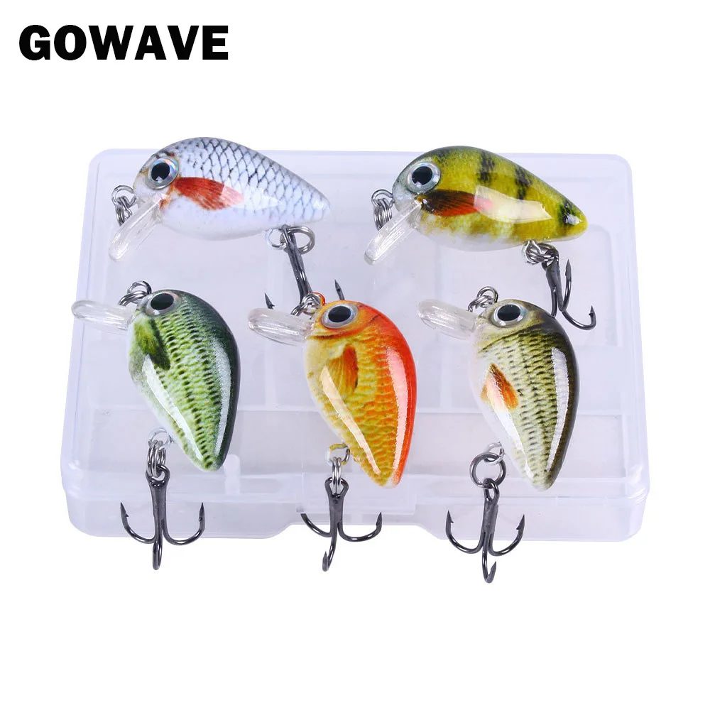 GOWAVE-Kit de Mini Crankbait, cebo duro Artificial para lubina, trucha, aparejos de Pesca, 1/5 piezas, 1,5g, 2g - imagen 2