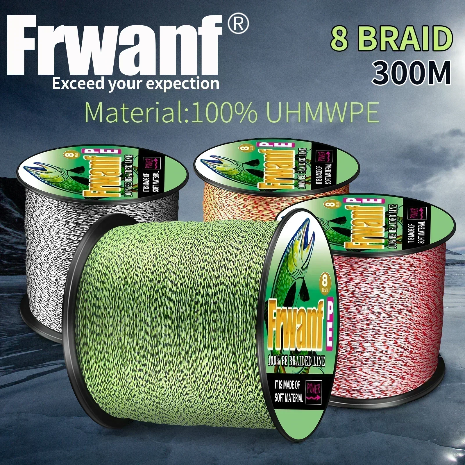 Sedal trenzado 8 hebras 300m 6-300LB – Multifilamento PE moteado Invisible para carpa